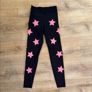 Ultracor Black Leggings with Pink Stars